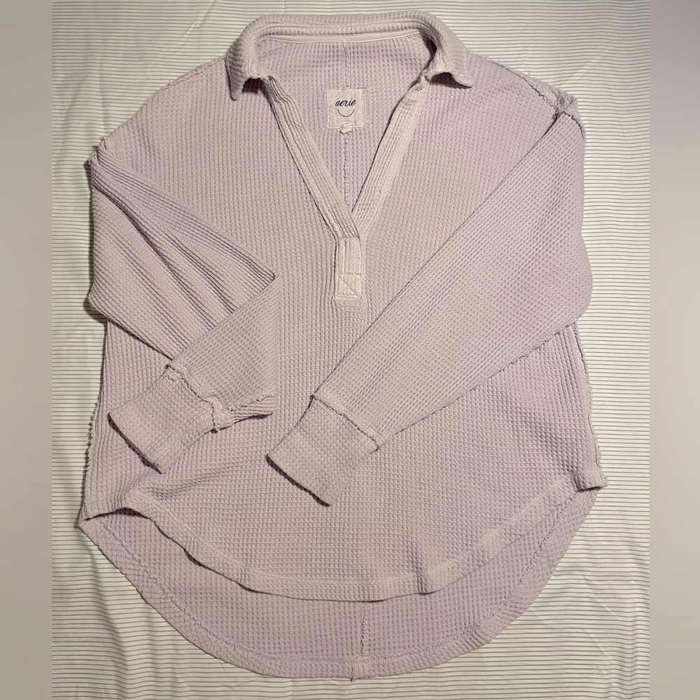Aerie Lilac Waffle Knit Sweater